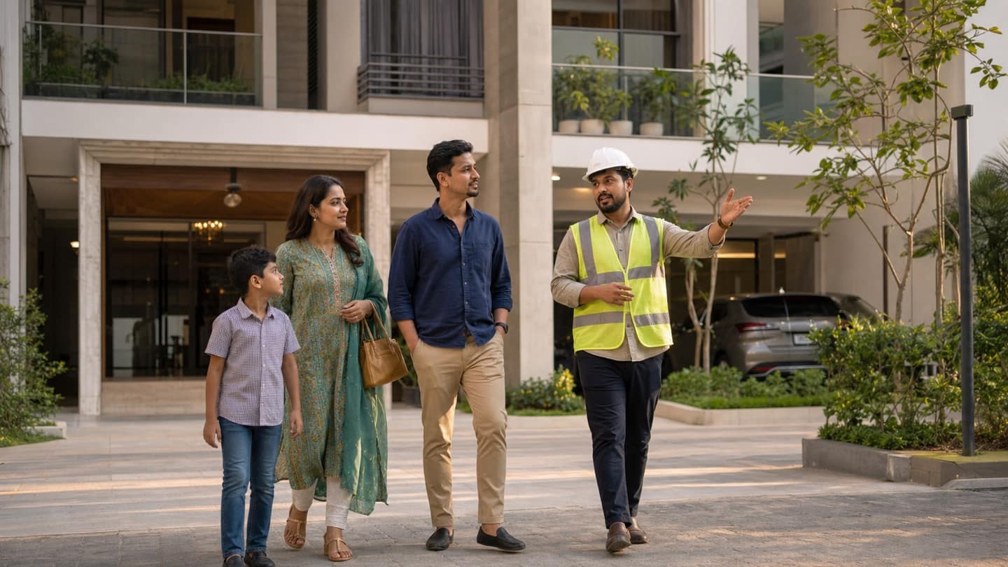 Bangladeshi family taking a guided apartment site visit